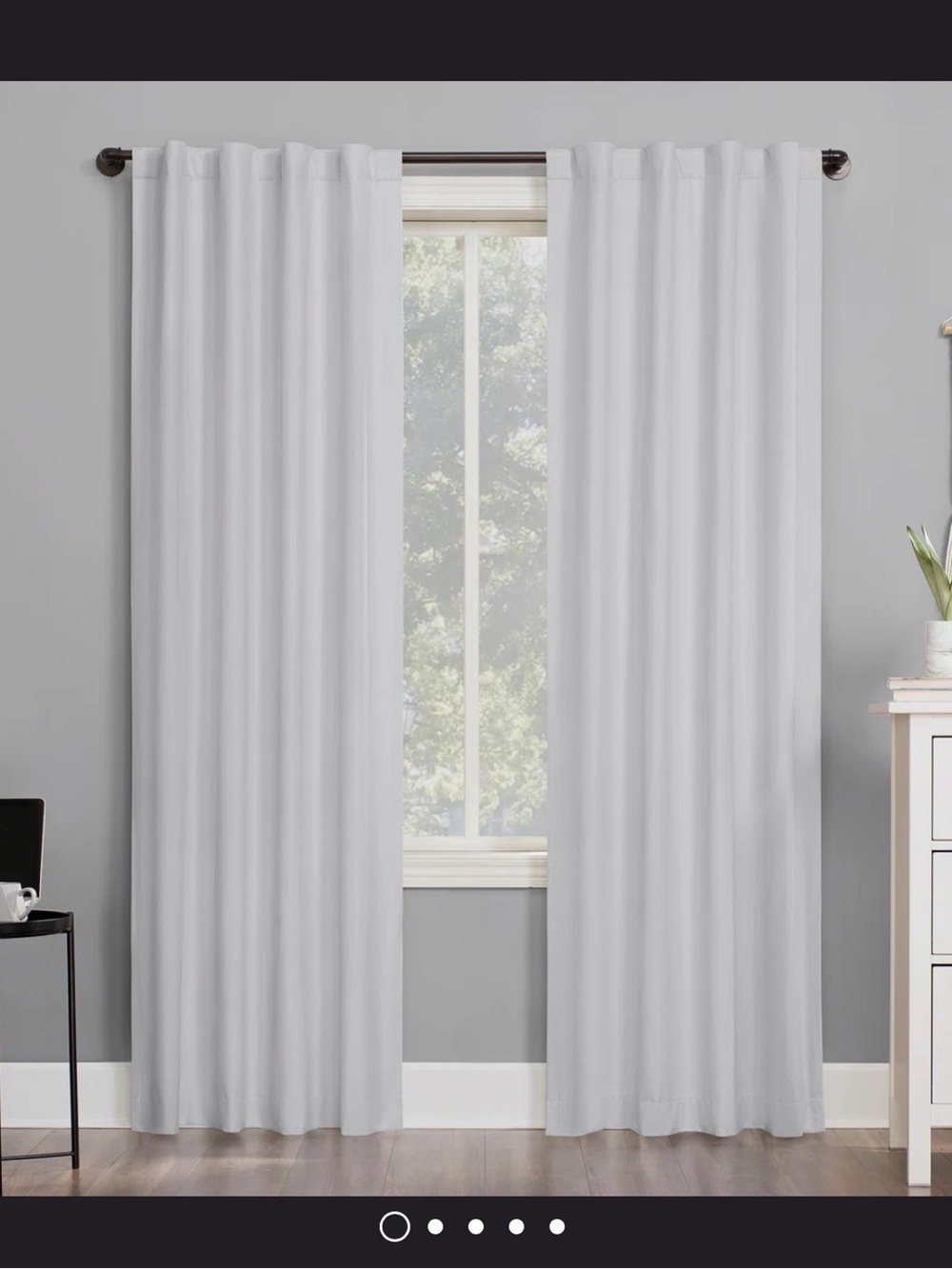 White Room-Darkening Grommet Curtain Panel - Neutral Home Accents